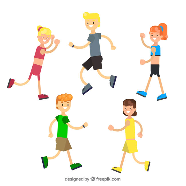 MG动画卡通各种人设跑步的动作设计矢量素材