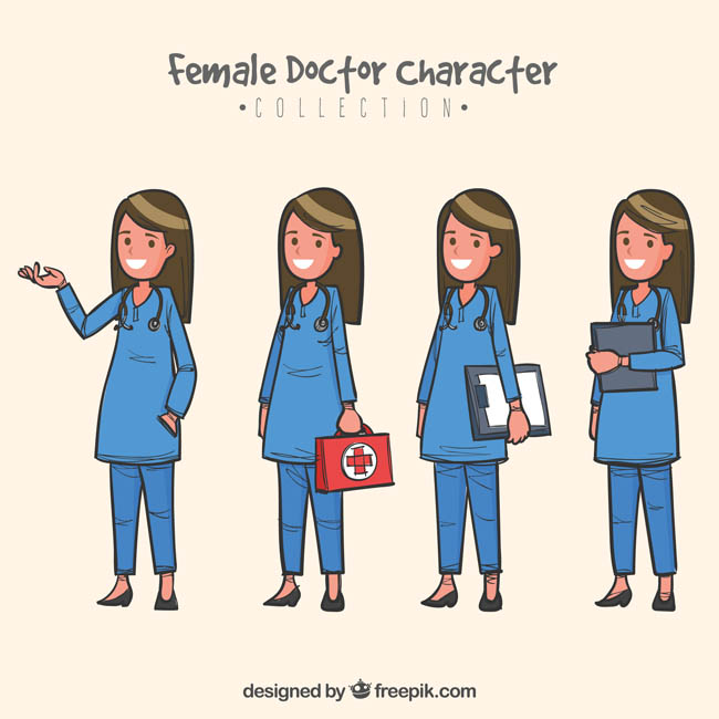 穿蓝色衣服的手术女医生各种表情设计素材 穿蓝色衣服的手术女医生各种表情设计素材