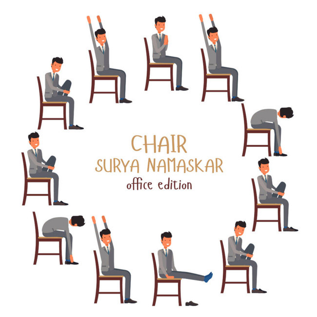 办公商务男性在椅子上的各种动作设计