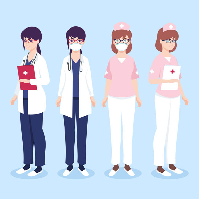 带口罩的卡通医护人员人设素材 带口罩的卡通医护人员人设素材
