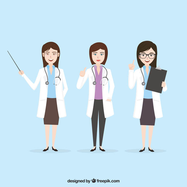 开心带微笑的女性医生卡通人设素材 开心带微笑的女性医生卡通人设素材