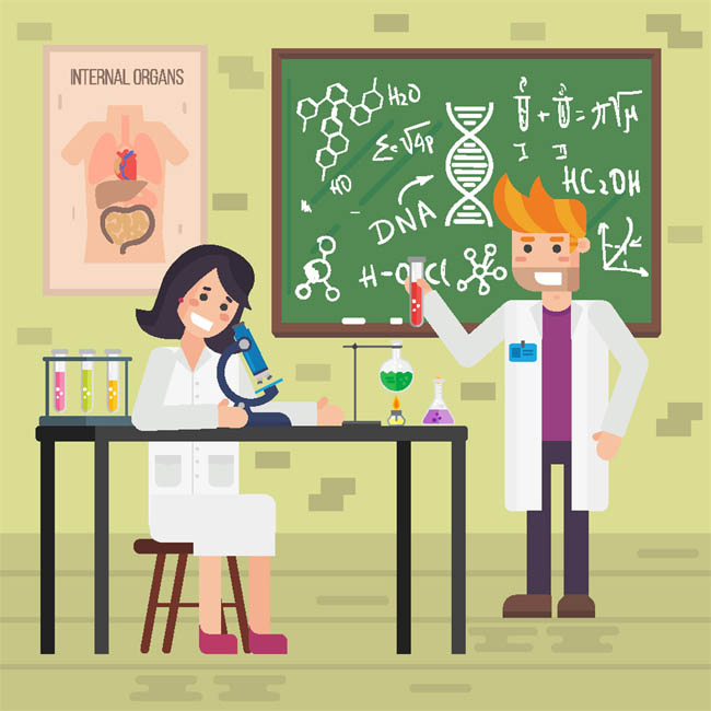 在实验室里面做实验研究的科学家设计素材 在实验室里面做实验研究的科学家设计素材