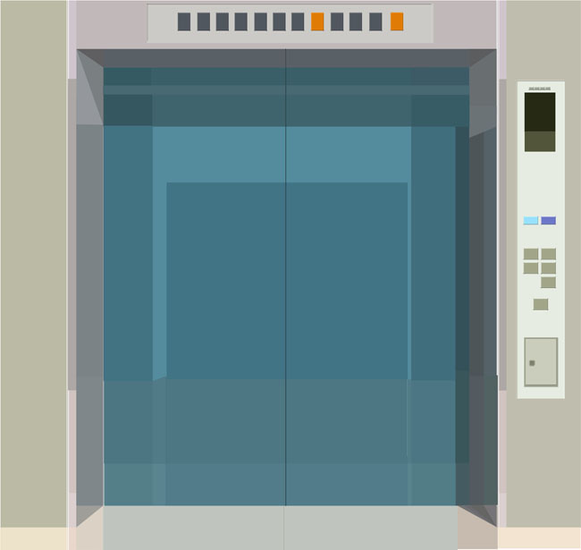 扁平化电梯大门场景设计矢量素材