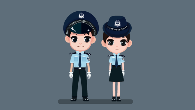 动漫Q版的警察动漫形象设计二维动画人设素材