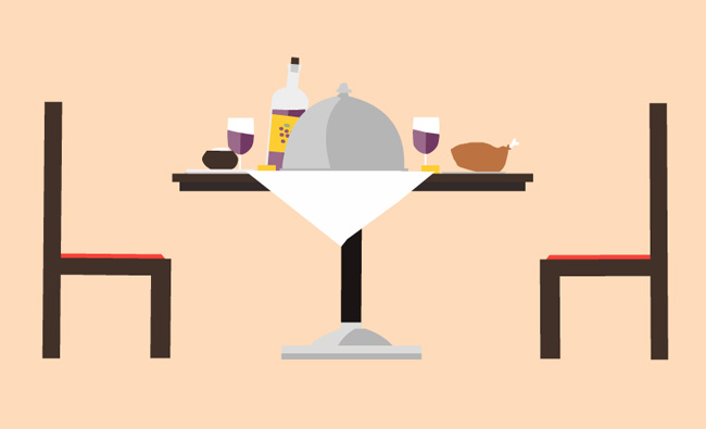扁平化MG动画短片餐桌上的酒肉场景素材