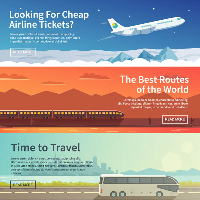 出行旅游平台的广告动漫背景设计扁平化风格