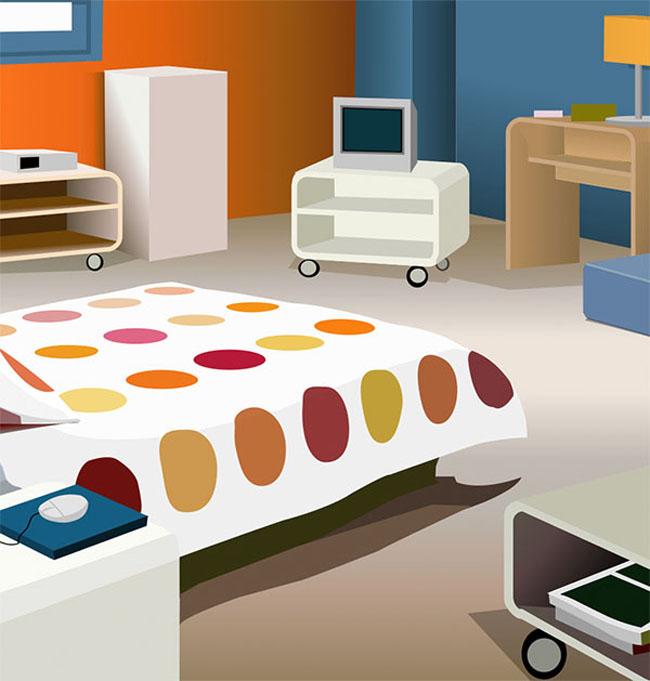 现代风格的室内卧室的一角场景设计素材