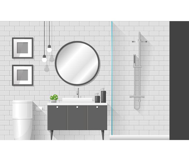 黑白灰现代室内浴室场景装修设计素材