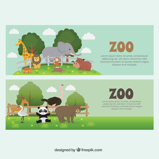 动物园网站网页广告背景设计矢量素材下载