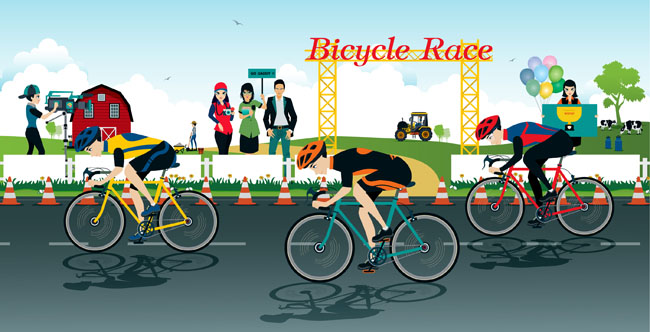 体育赛事单车自行车比赛项目场景设计