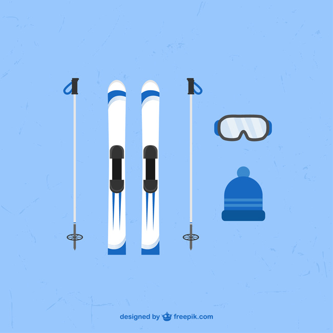 扁平化滑雪运动中所用的工具装备设计素材