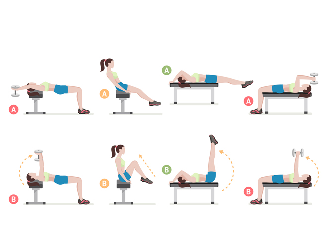 健身房练习锻炼腿部腹部力量的动作设计素材