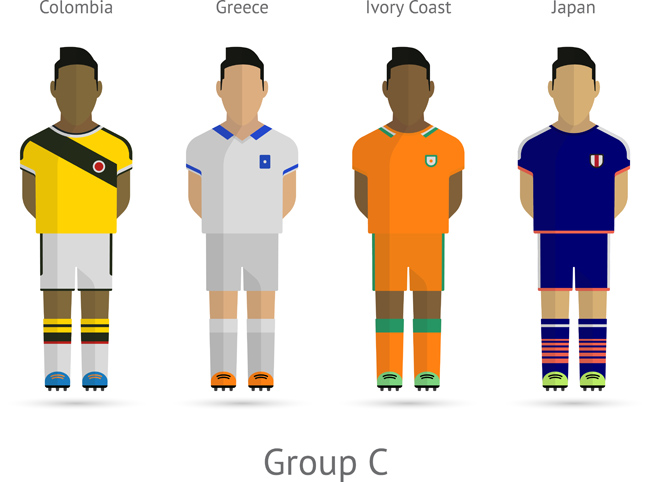 各国的足球运动员运动服设计卡通人设素材