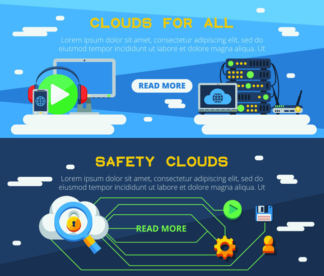 扁平化现代技术云服务器大数据背景创意设计素材