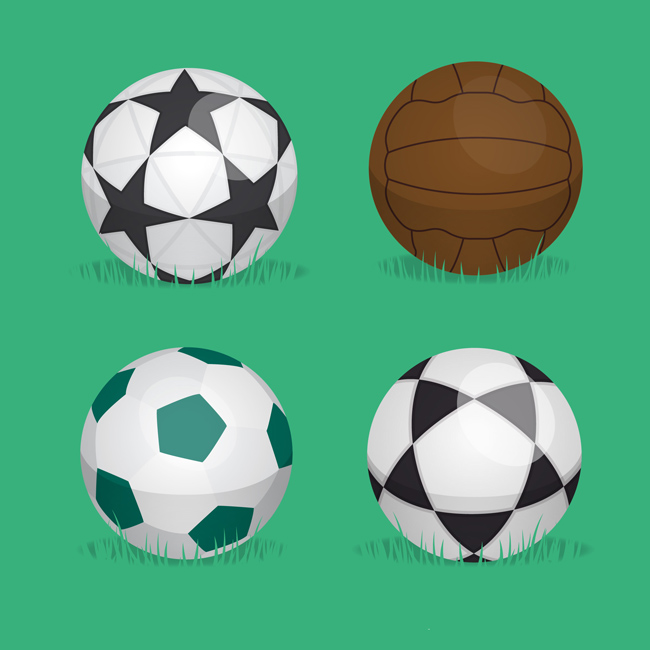 草坪不同图案的造型的足球设计素材