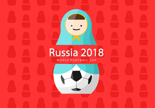 红色背景世界杯球赛卡通头像设计素材