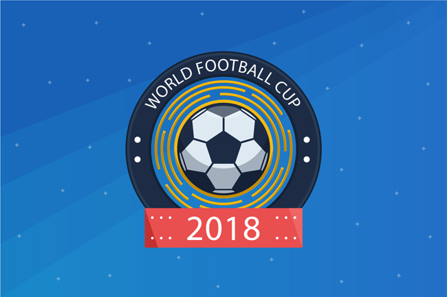 扁平化蓝色背景世界杯创意设计素材下载