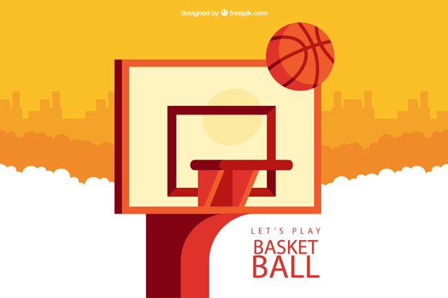 篮球框与篮球组合的海报背景设计素材