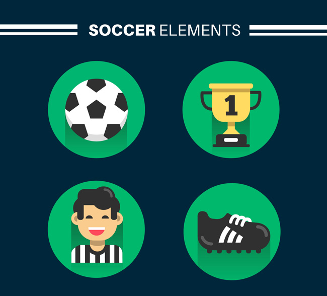 扁平化圆圈背景足球鞋球足球主题图标设计素材