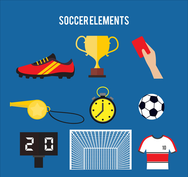 足球赛事中的红牌球门元素图标设计大全