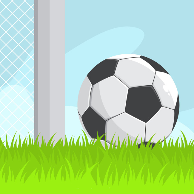 球门旁边的足球创意构图海报设计背景