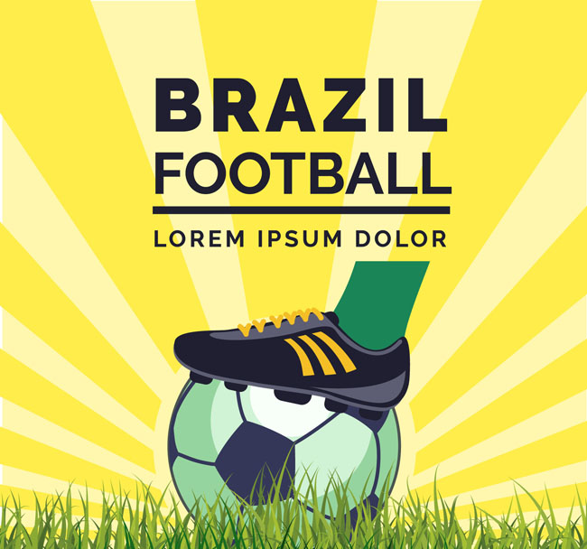 足球运动员脚踩在足球上创意海报设计素材