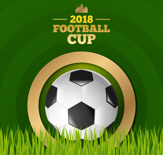 绿色背景足球主题海报设计矢量素材下载