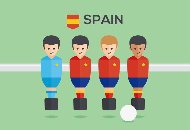 西班牙风格足球运动员扁平化卡通形象设计素材
