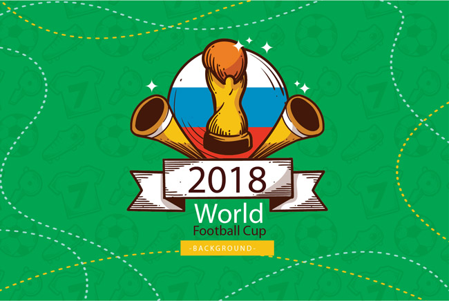 手绘风格的足球世界杯海报设计矢量素材下载