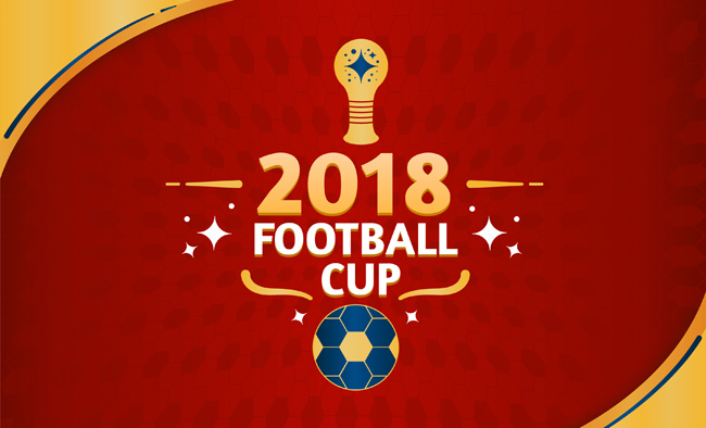 红色背景2018世界杯主题海报设计素材下载