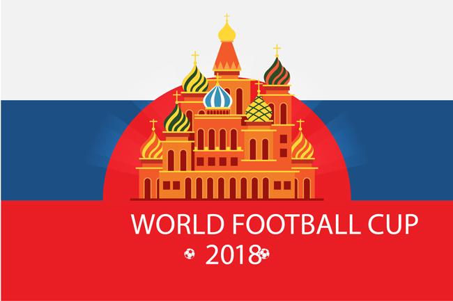 俄罗斯世界杯主题海报建筑组合的背景设计素材