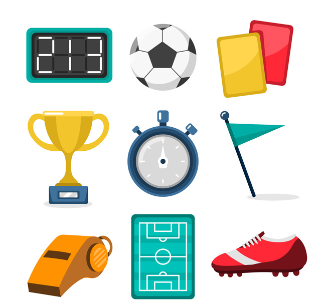 世界杯足球赛各种装备道具图标设计素材