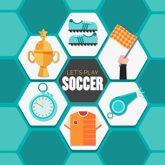 蜂巢创意造型的足球系统扁平化图标设计素材