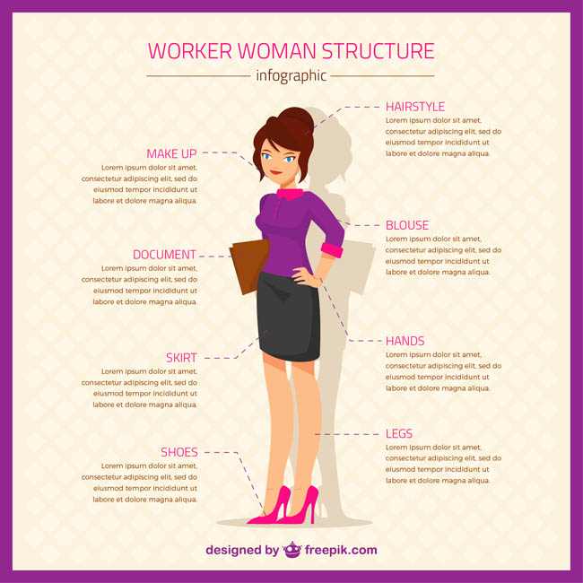 职业女性不同阶段的介绍图表设计素材