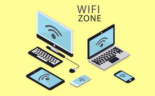 电脑设备上网WiFi信号图案设计矢量素材
