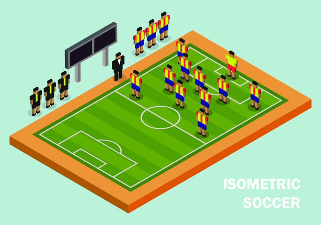 模拟足球运动的运动员布局场景设计素材
