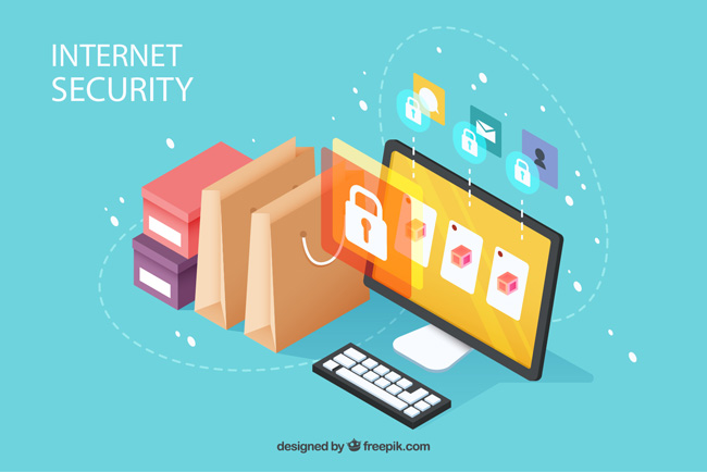 互联网安全购物安全保护创意画面设计