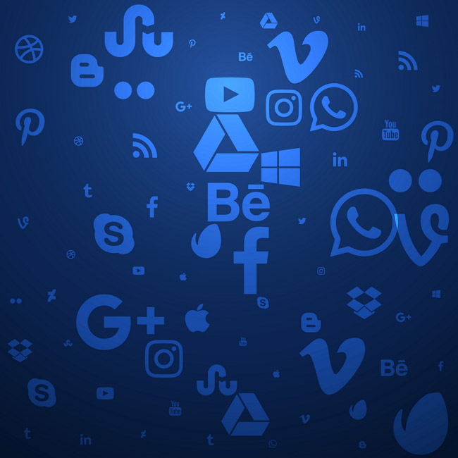 蓝色科技感社交网络图标符号设计