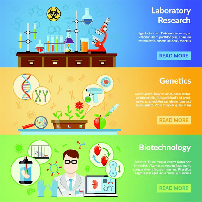 扁平化医学生物实验研究广告背景设计素材