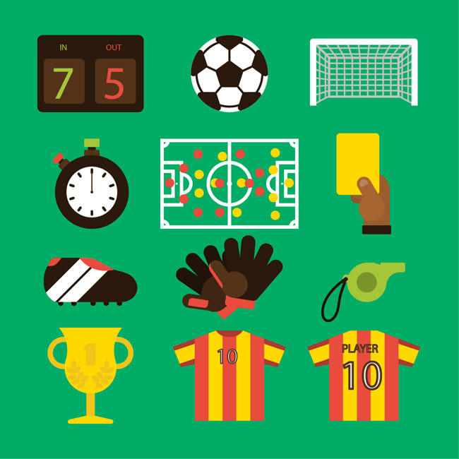 足球主题运动系列图标扁平化元素设计