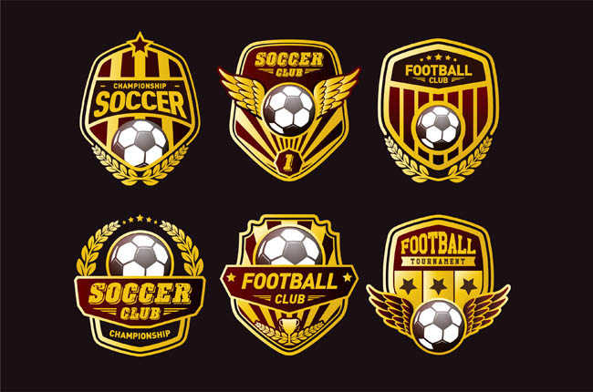 金色创意足球俱乐部标志设计矢量素材