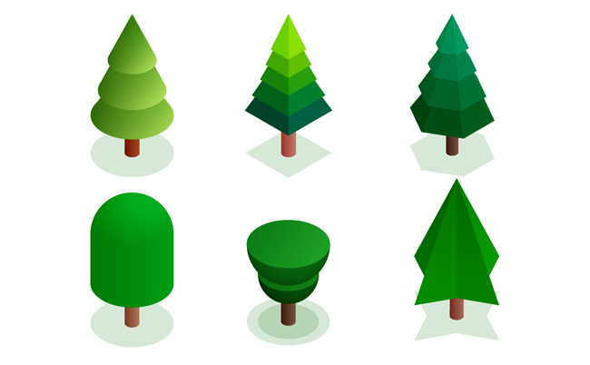 绿色大树造型设计矢量素材