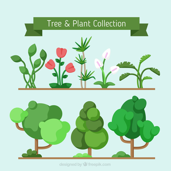 绿色植物大树造型设计矢量素材下载