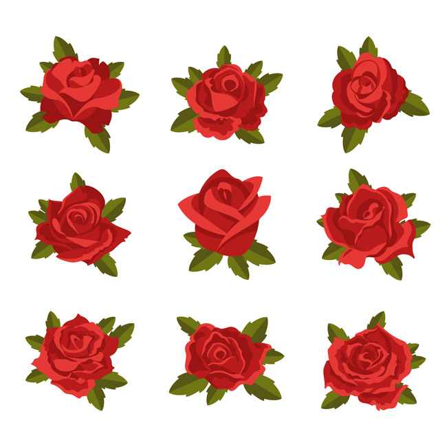 9款红色玫瑰矢量素材下载