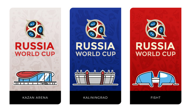 2018年俄罗斯世界杯手绘体育场馆卡片设计素材