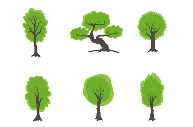 卡通动漫扁平化树木大树盆景道具素材下载