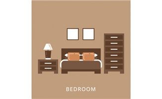 中式卧室扁平化场景设计