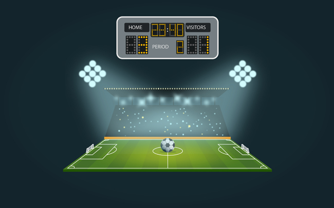 梦幻的足球比赛聚光灯下的球场背景设计素材下载