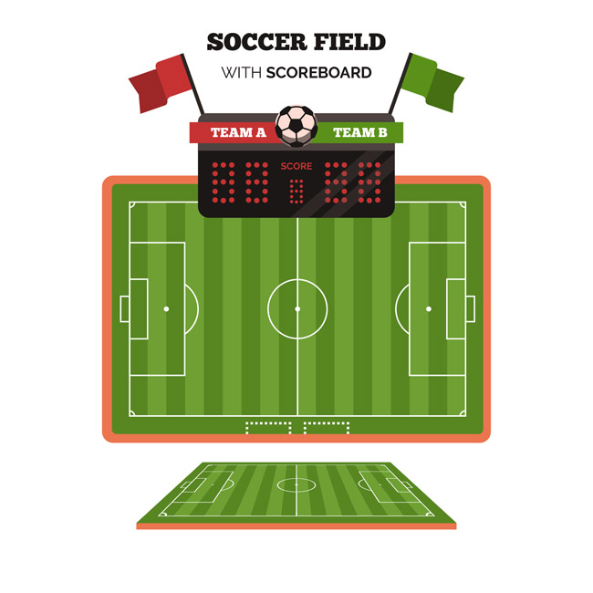 用足球场做背景的海报创意设计矢量素材