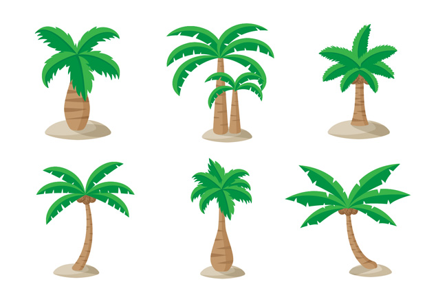 热带植物椰子树造型设计矢量素材